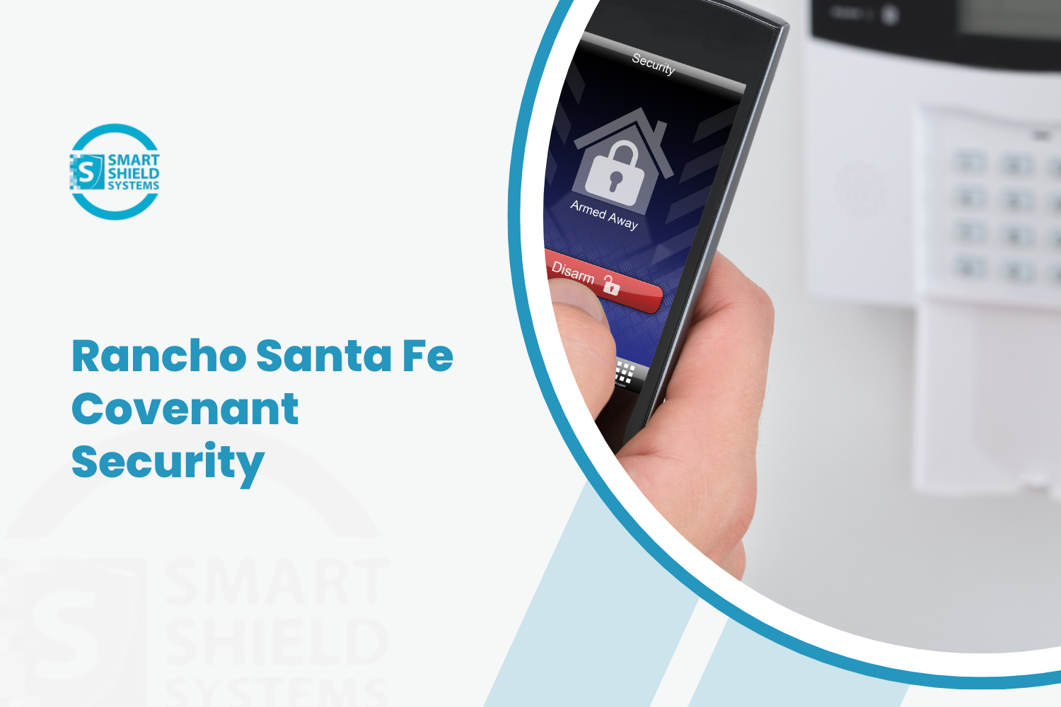 Smart Shield Systems security panel showing Armed Away mode for Rancho Santa Fe Covenant estate protection