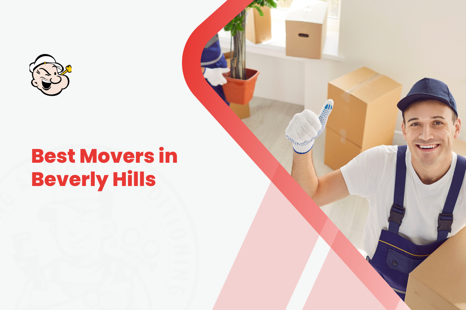 Smiling Beverly Hills mover giving thumbs up while carrying cardboard moving boxes