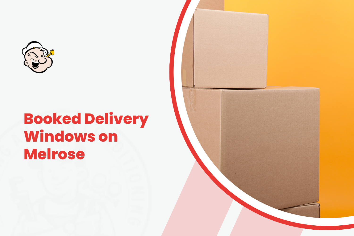 Stacked cardboard delivery boxes against orange background for Melrose commercial storage scheduling