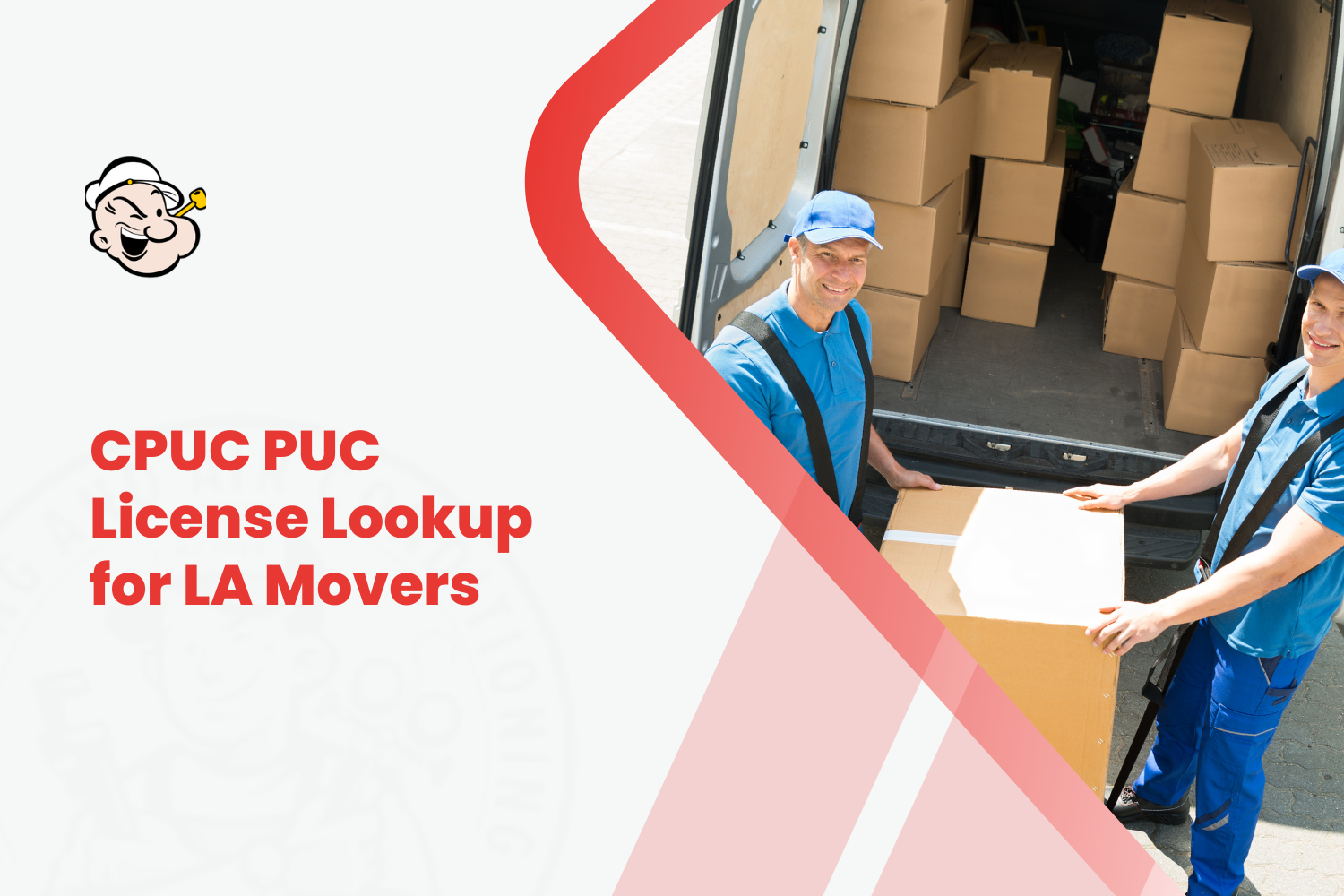 Two movers in blue uniforms unloading cardboard boxes from a moving van