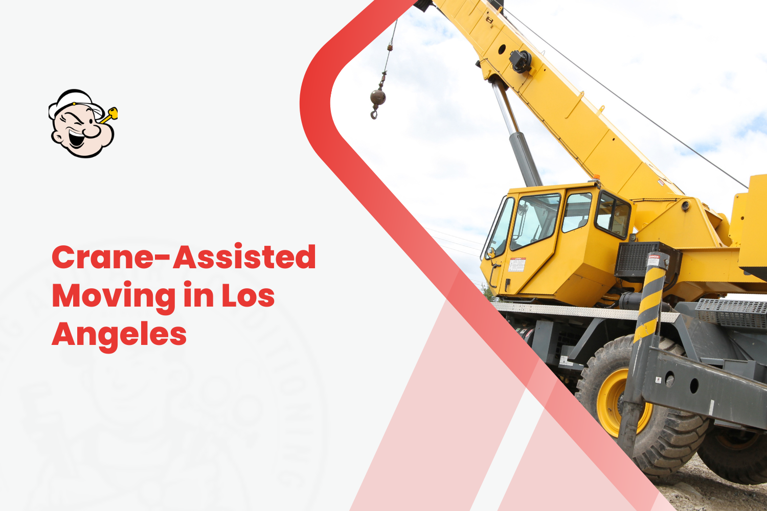 Yellow mobile crane with extended boom used for crane-assisted moving in Los Angeles
