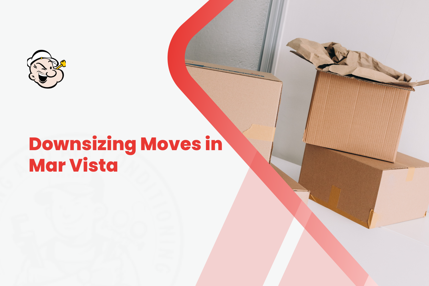 Cardboard moving boxes stacked in corner during Mar Vista downsizing move