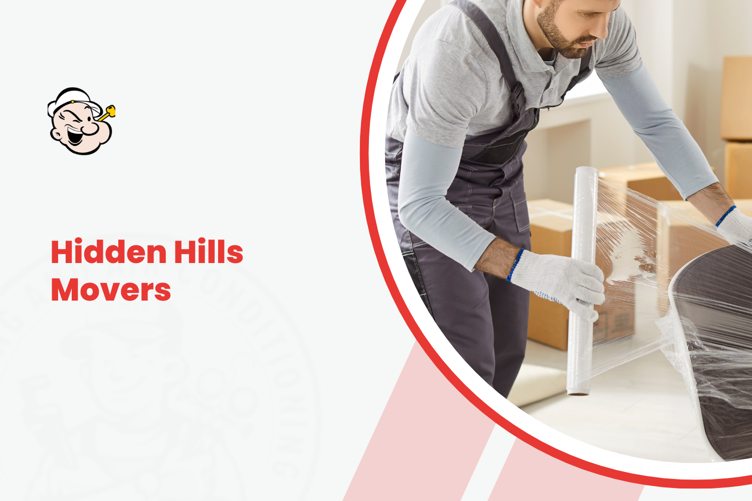 Hidden Hills Movers professional wrapping furniture with stretch plastic wrap during relocation