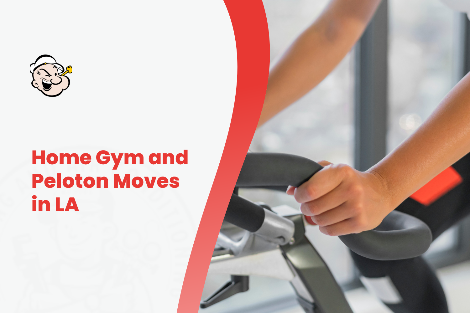 Person gripping Peloton bike handlebars during home gym equipment moving service in LA
