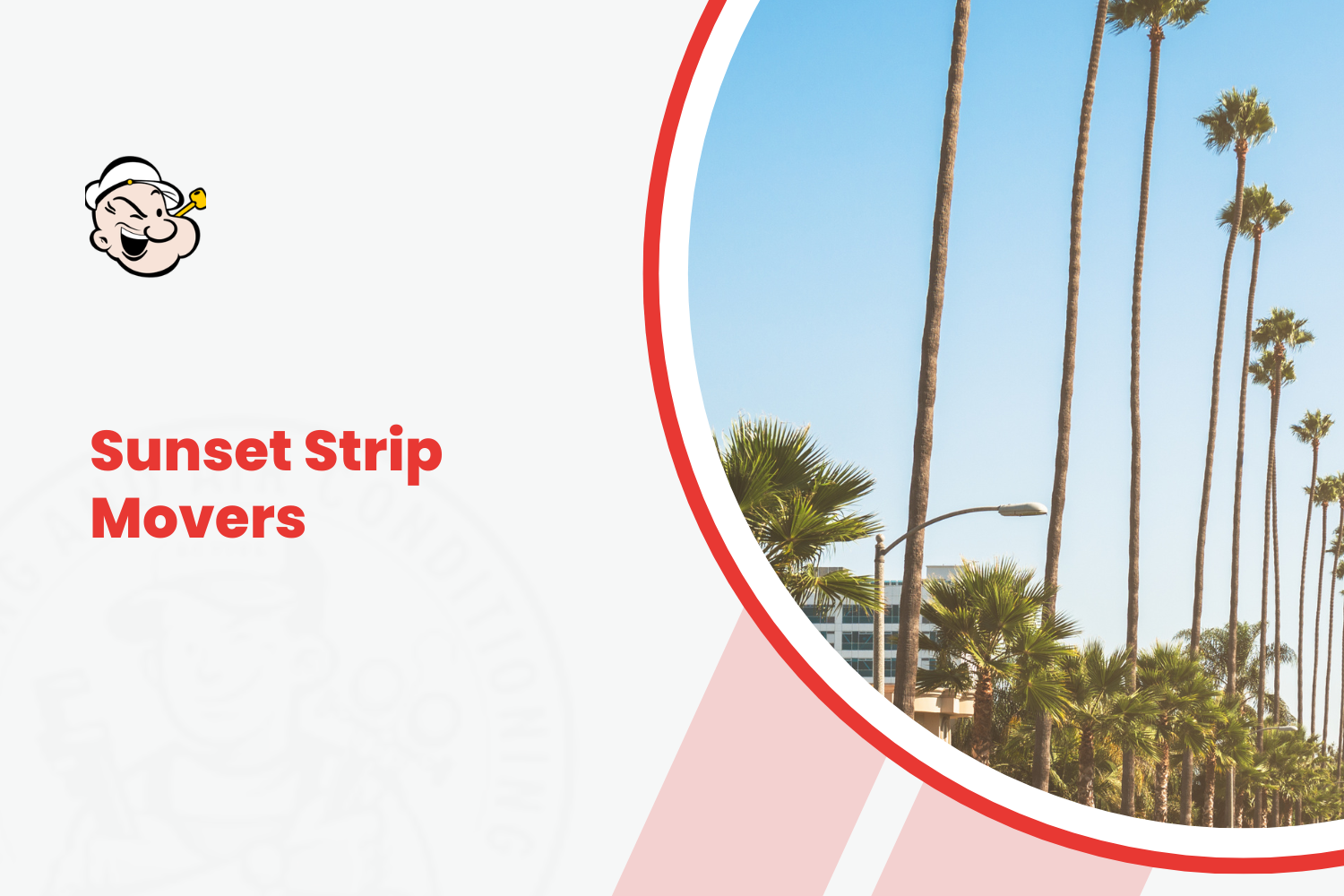 Sunset Strip Movers logo with tall palm trees and West Hollywood buildings