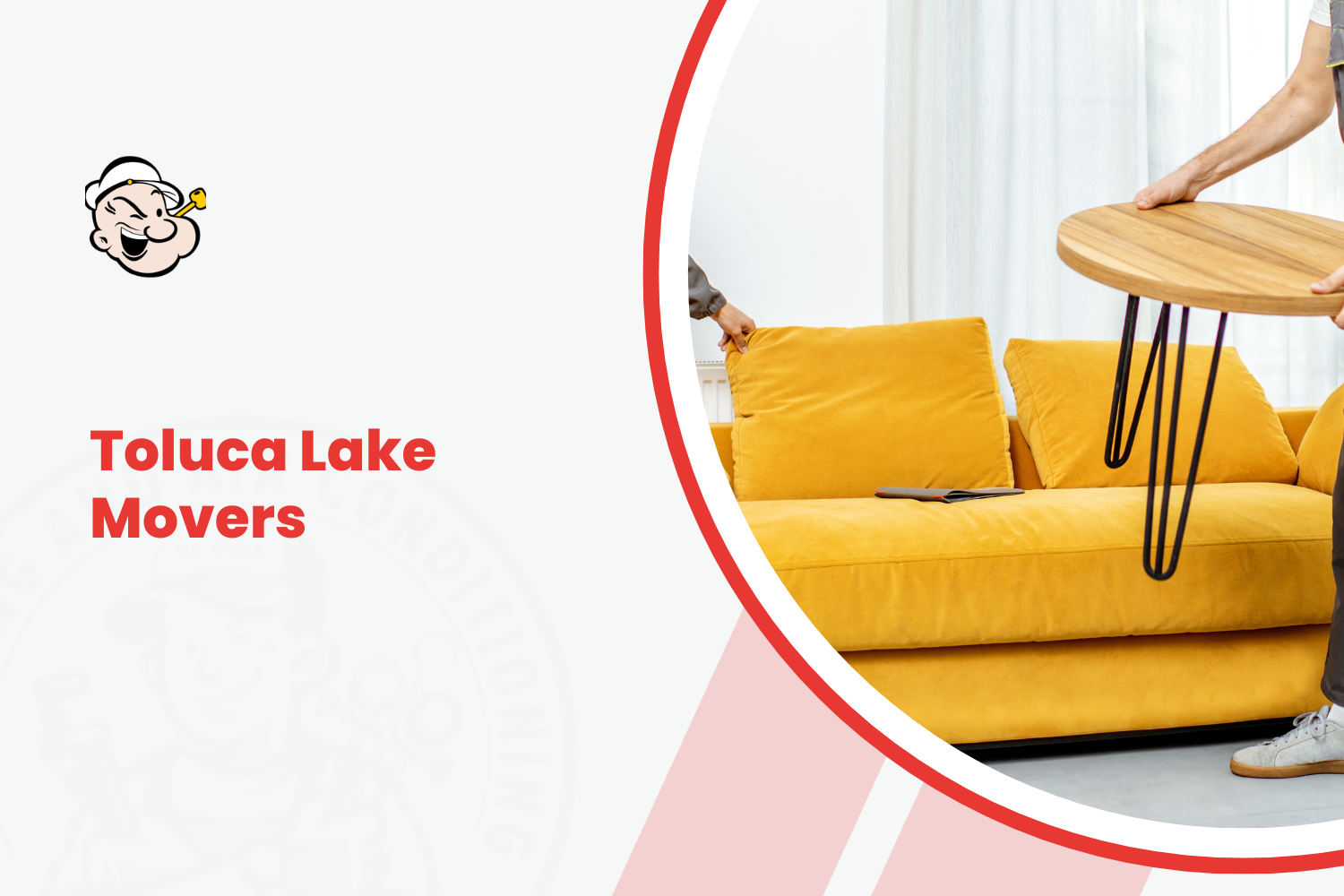Toluca Lake movers carefully repositioning yellow velvet sofa and wooden coffee table