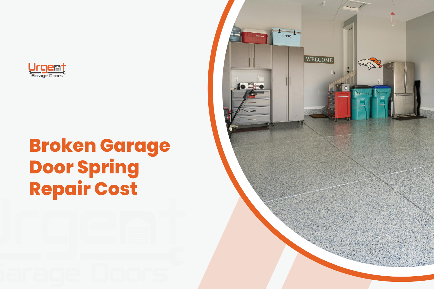 Urgent Garage Doors infographic showing broken garage door spring repair cost guide