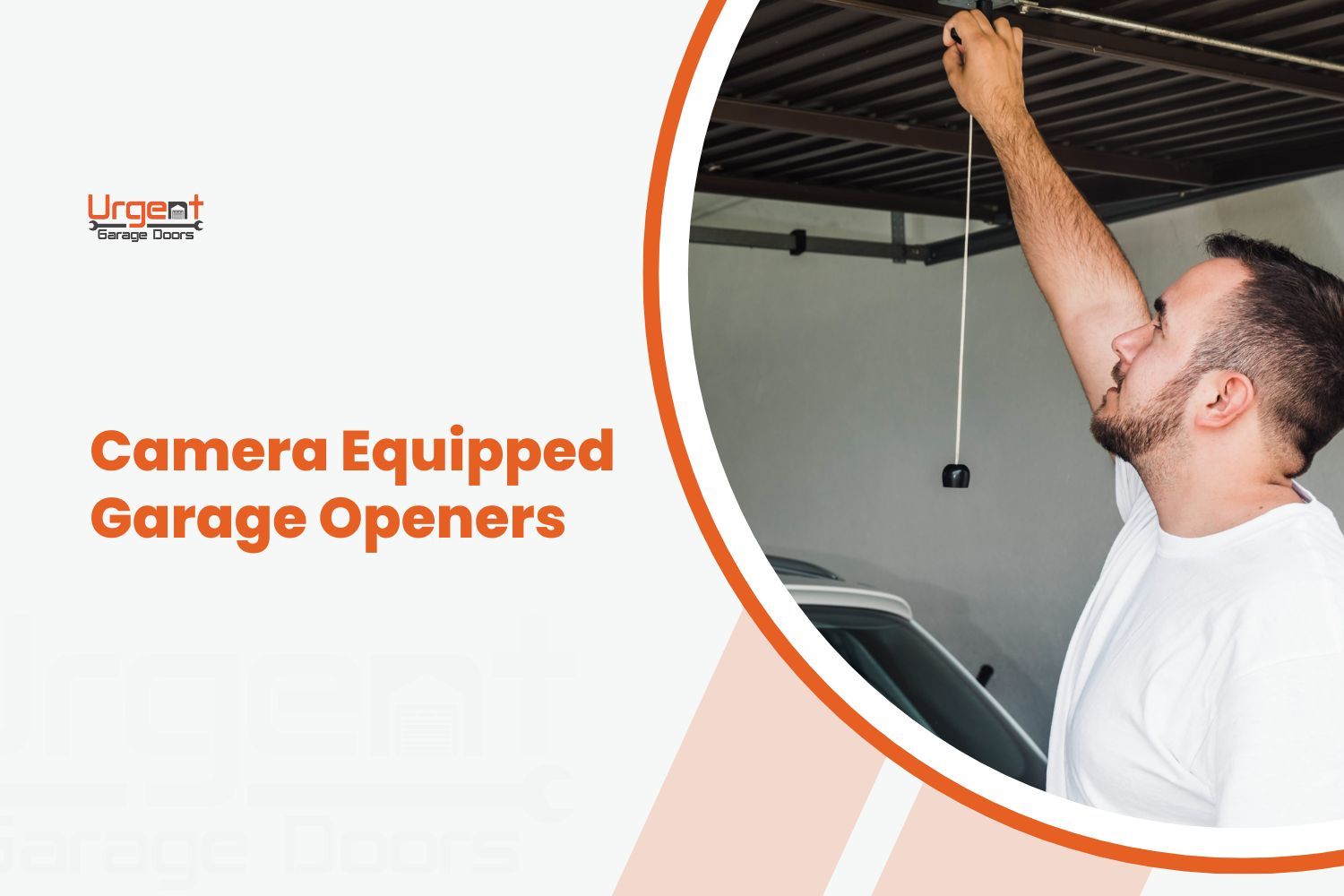Technician installing camera-equipped garage door opener on ceiling rail system