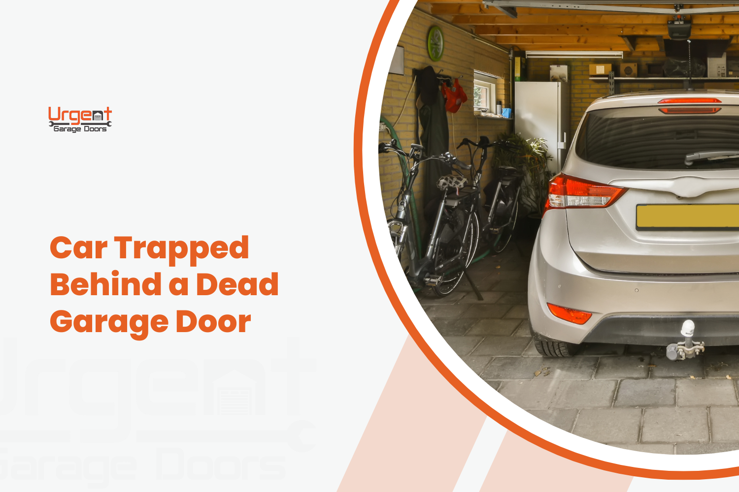 Silver car parked inside garage with bicycles, illustrating trapped vehicle scenario
