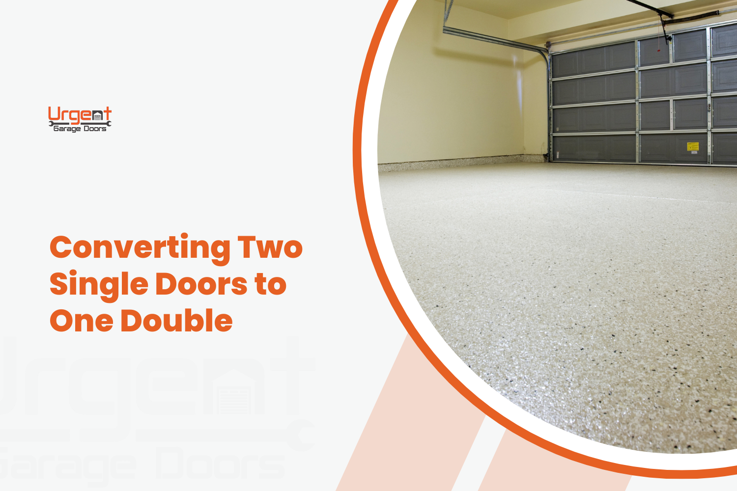 Clean epoxy-coated garage floor with double garage door and opener installed