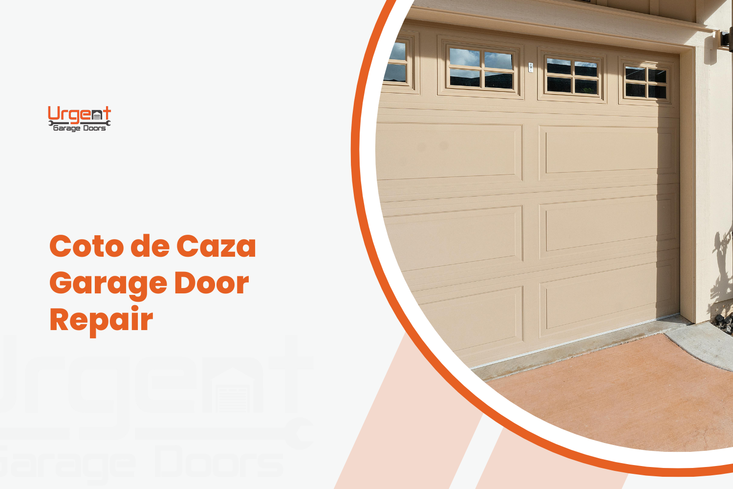Beige raised-panel garage door with transom windows in Coto de Caza home