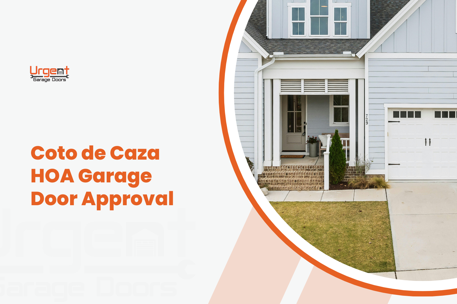 Coto de Caza home with white HOA-approved garage door and front porch