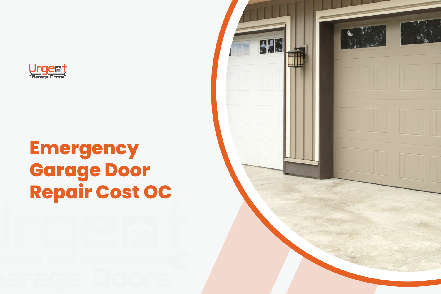 Emergency garage door repair cost OC featuring beige double garage doors on modern home