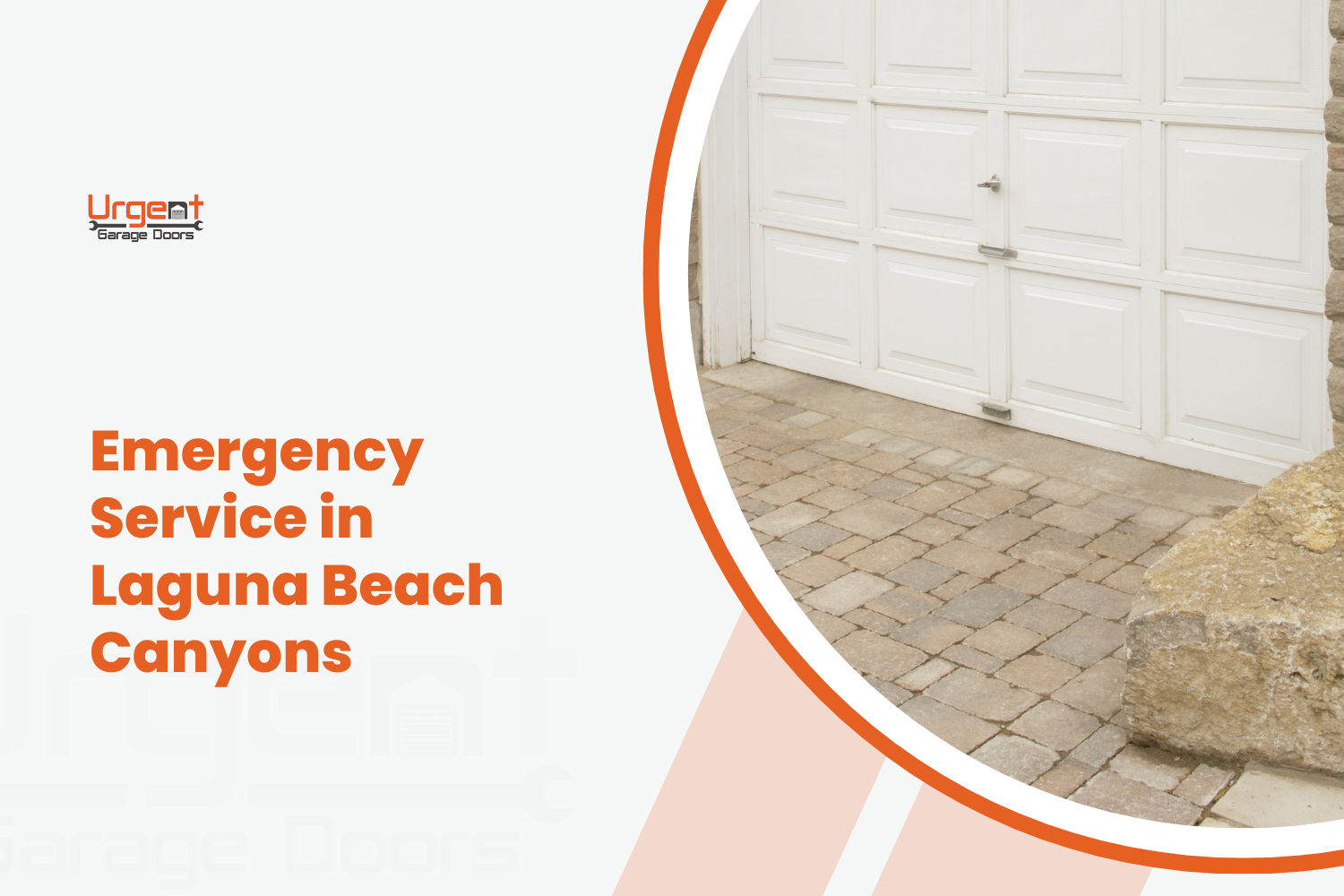White garage doors with cobblestone driveway for emergency garage door service Laguna Beach