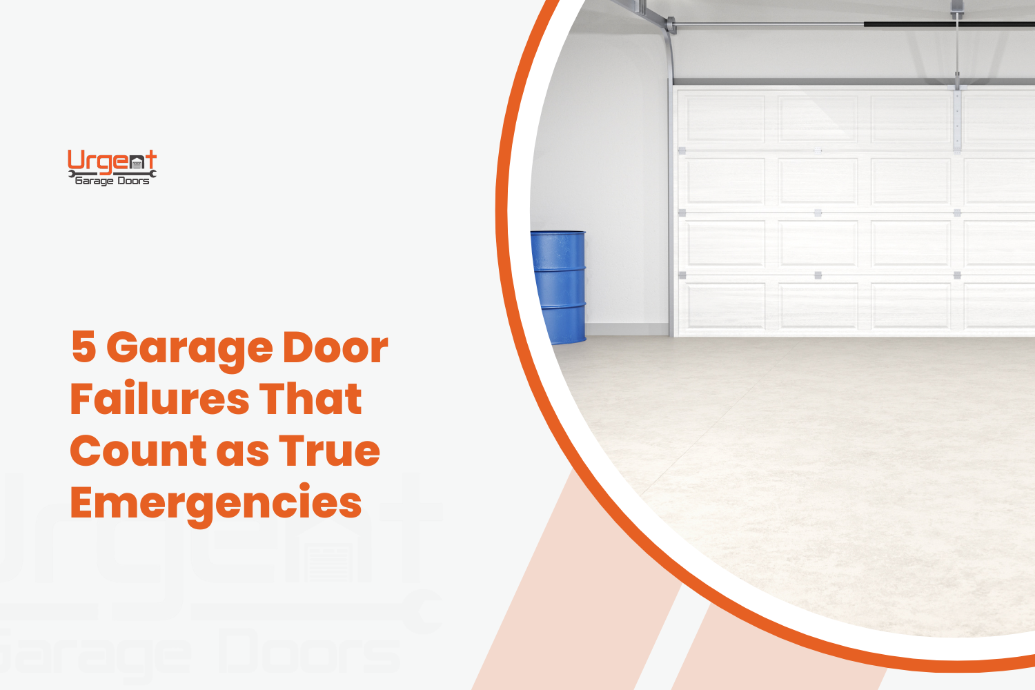Urgent Garage Doors infographic highlighting 5 emergency garage door failures homeowners face