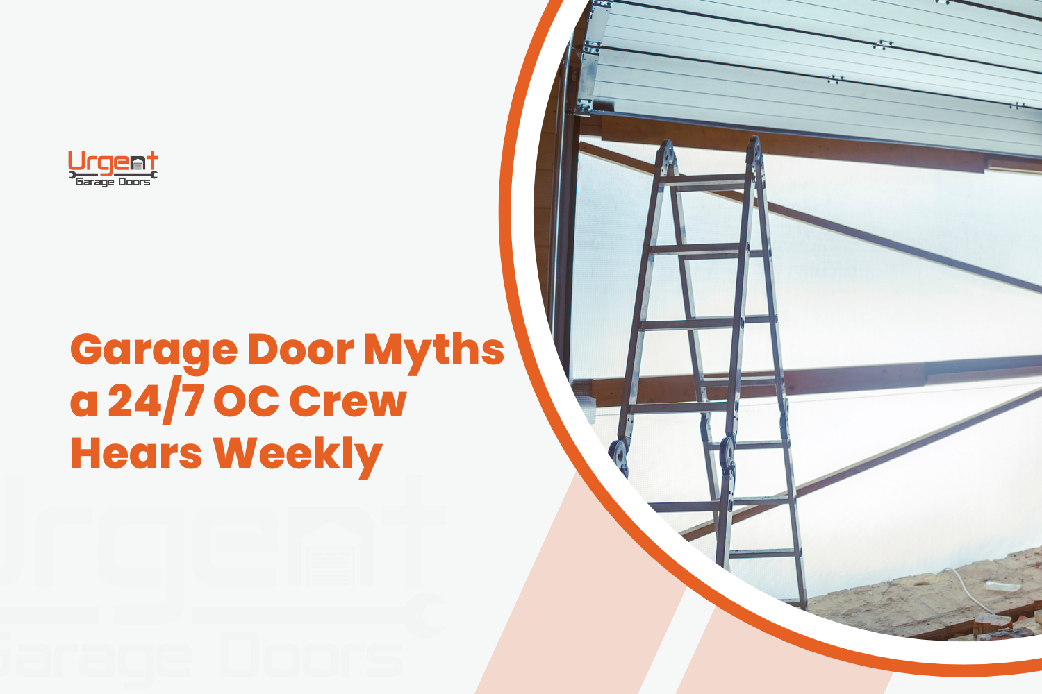Ladder positioned beside open garage door during professional installation or repair service
