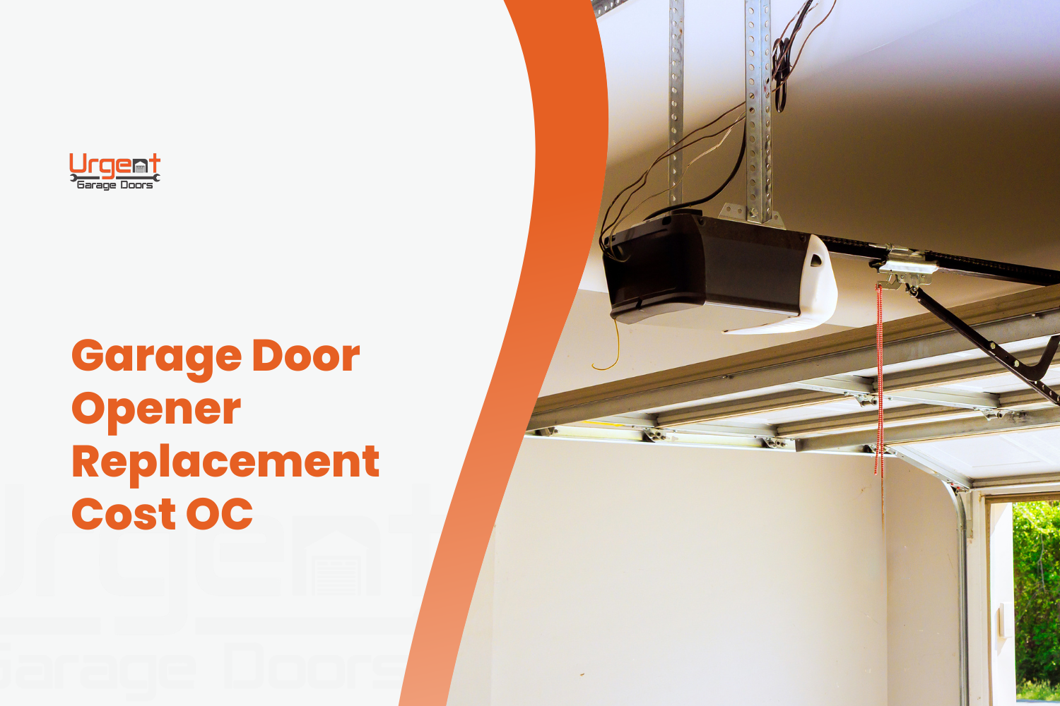 Garage door opener unit mounted on ceiling with rail track system visible