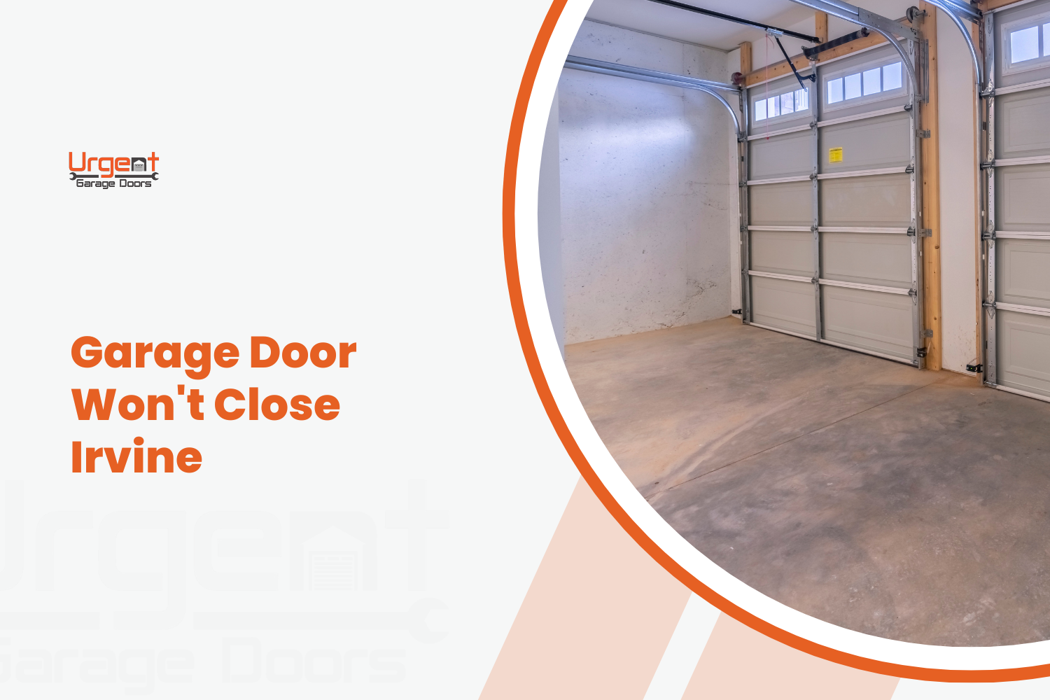 Open garage door interior view showing sensor and track system in Irvine home