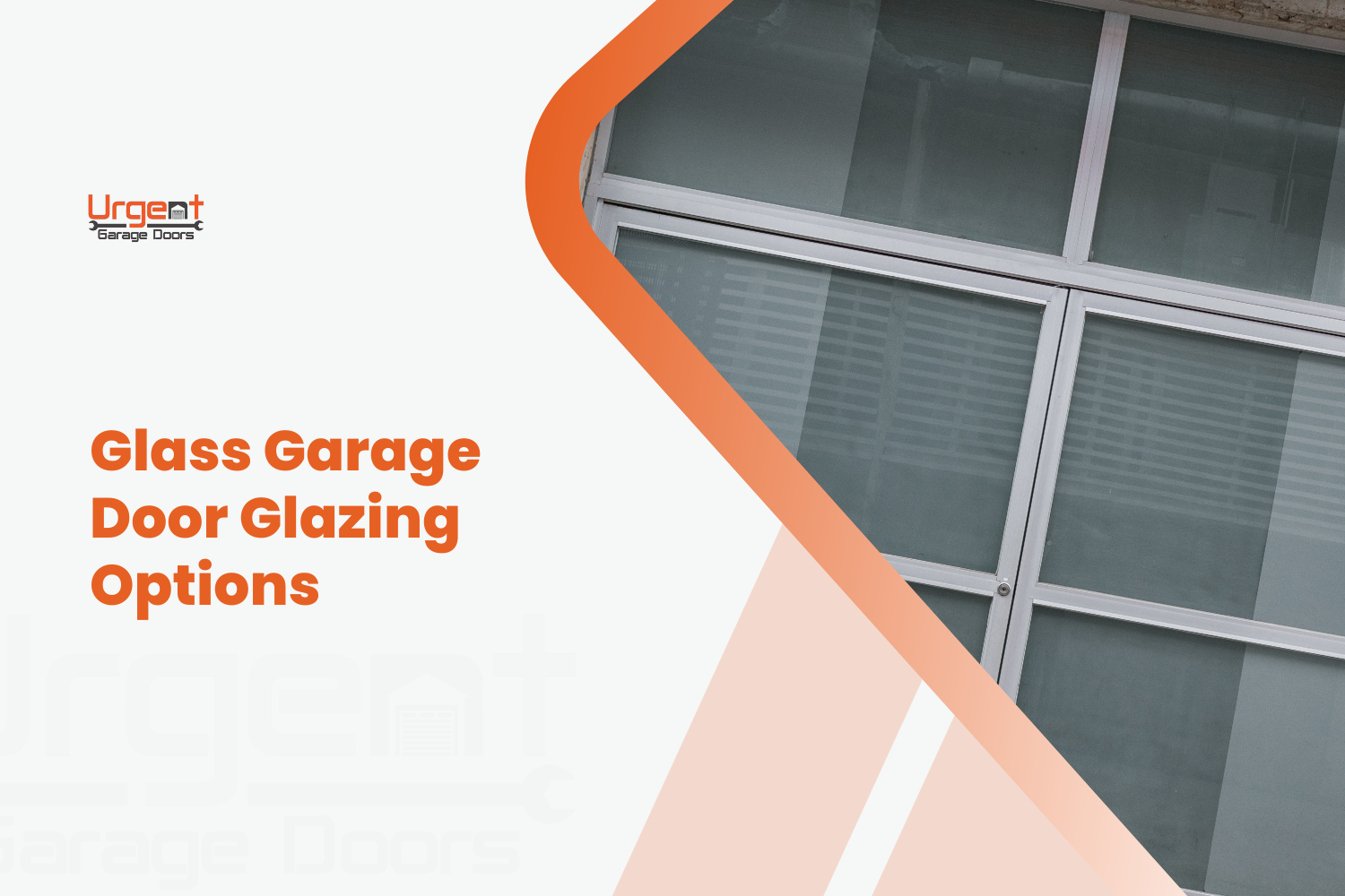 Glass garage door with aluminum frame and frosted glazing panels close-up view