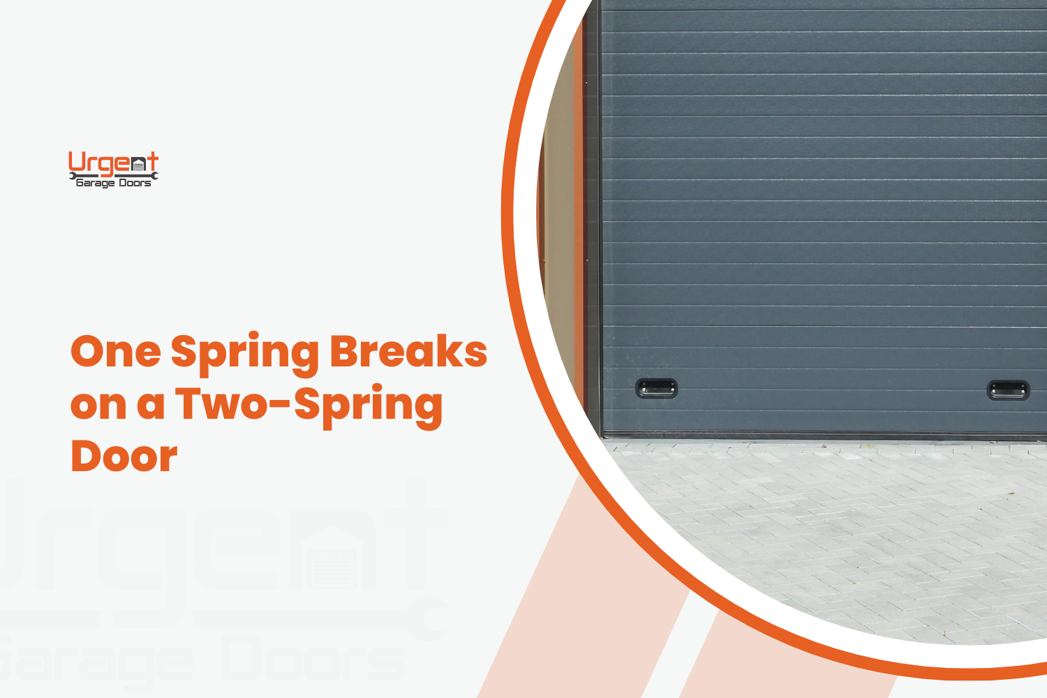 Dark gray sectional garage door with two-spring system mounted on exterior wall