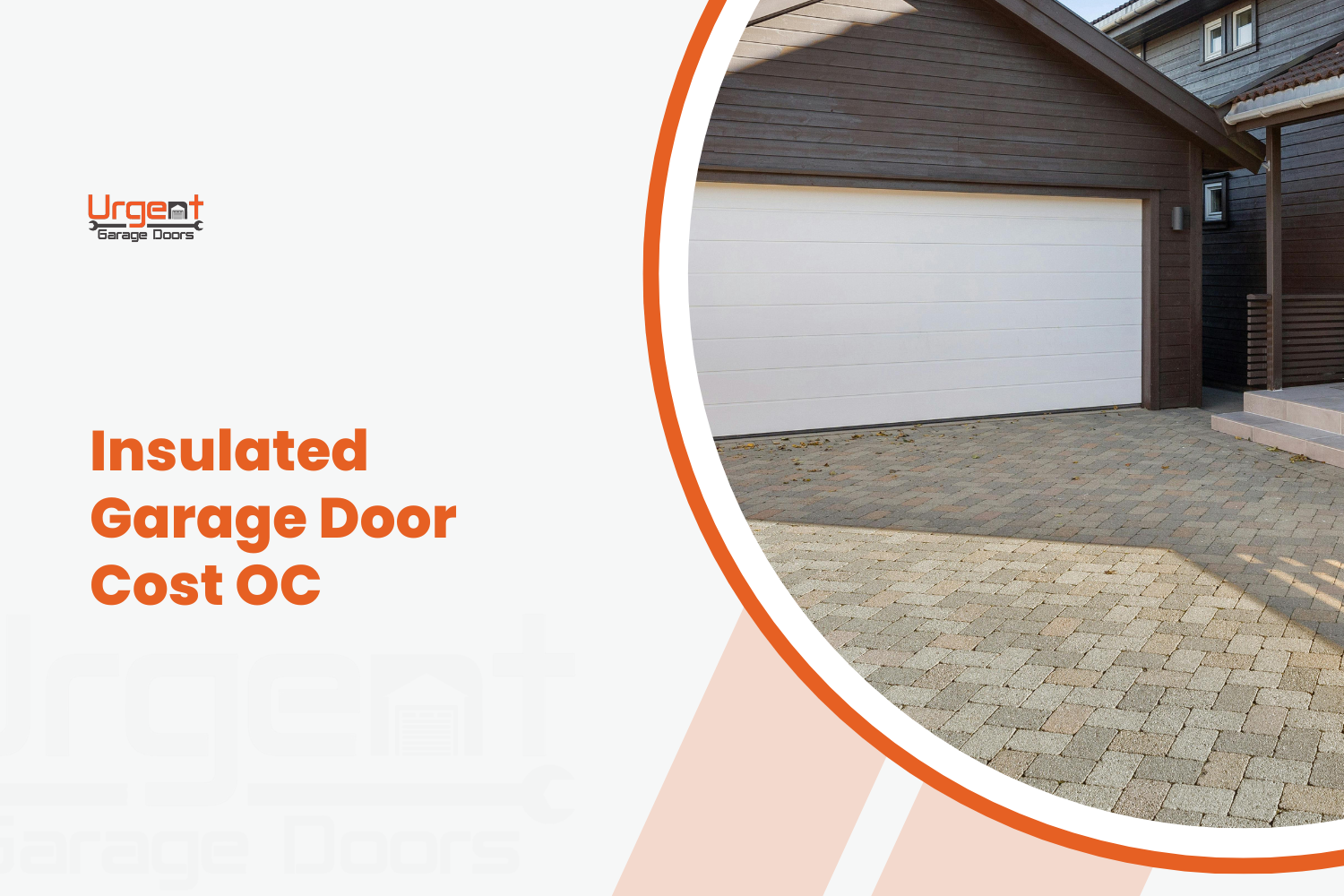 White insulated garage door on modern home with dark wood siding OC