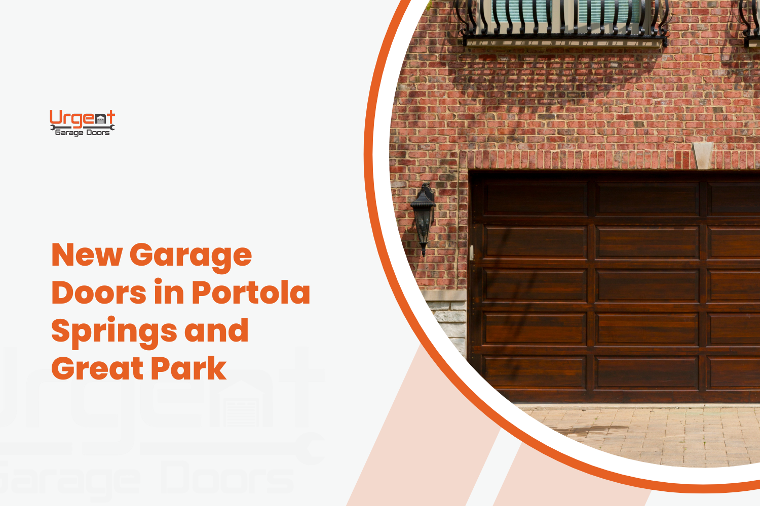 Classic wood panel garage door on brick home in Portola Springs neighborhood