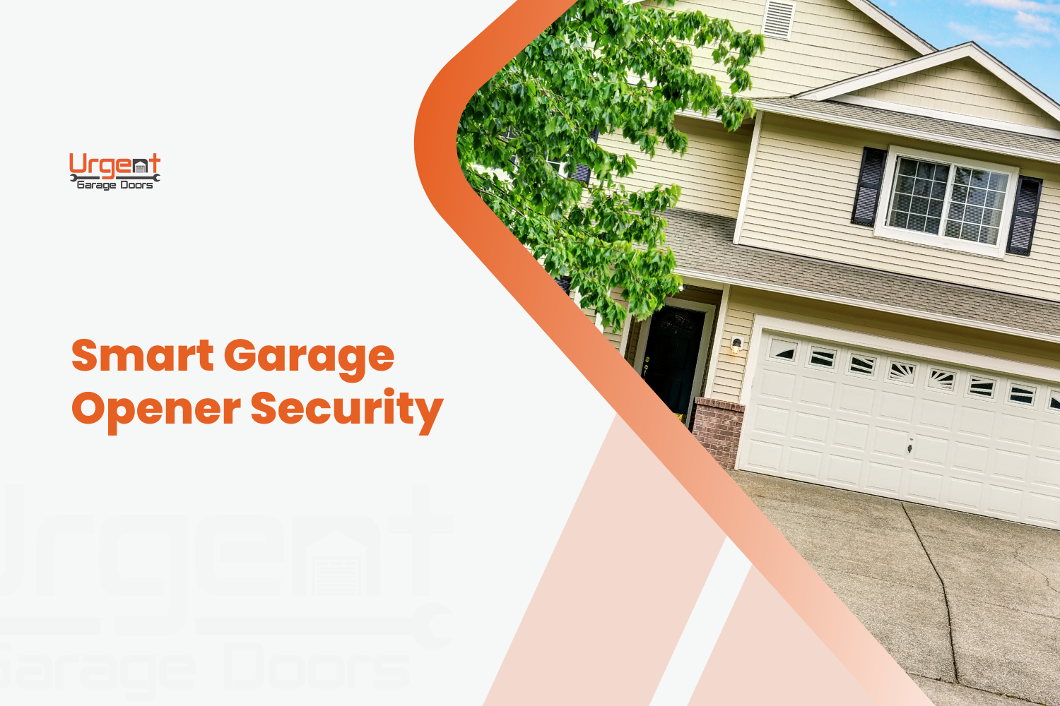 Smart garage door opener security guide featuring a two-car garage home exterior