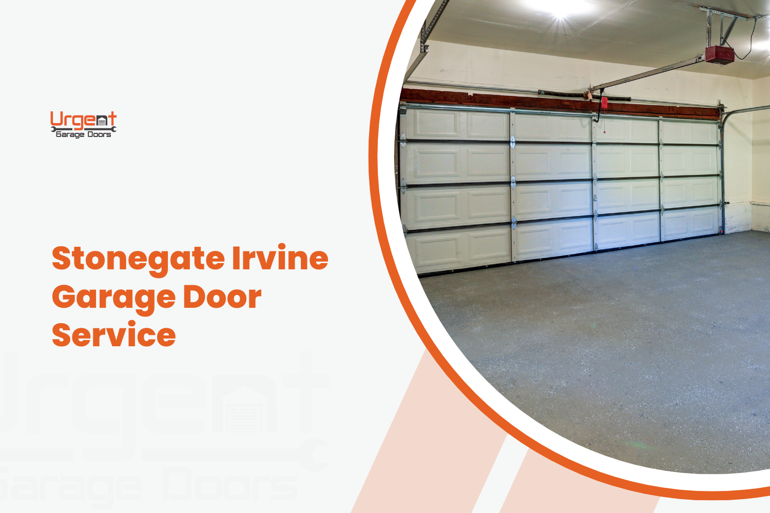 Urgent Garage Doors interior view of white sectional garage door in Stonegate Irvine home