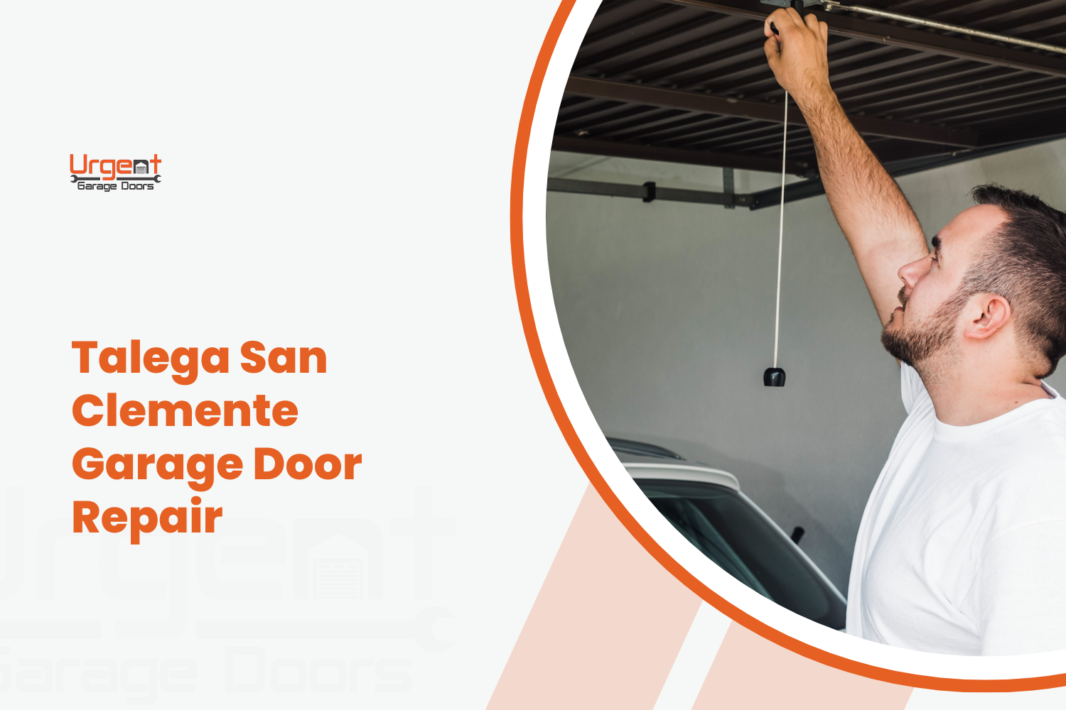 Technician repairing garage door opener mechanism in Talega San Clemente home