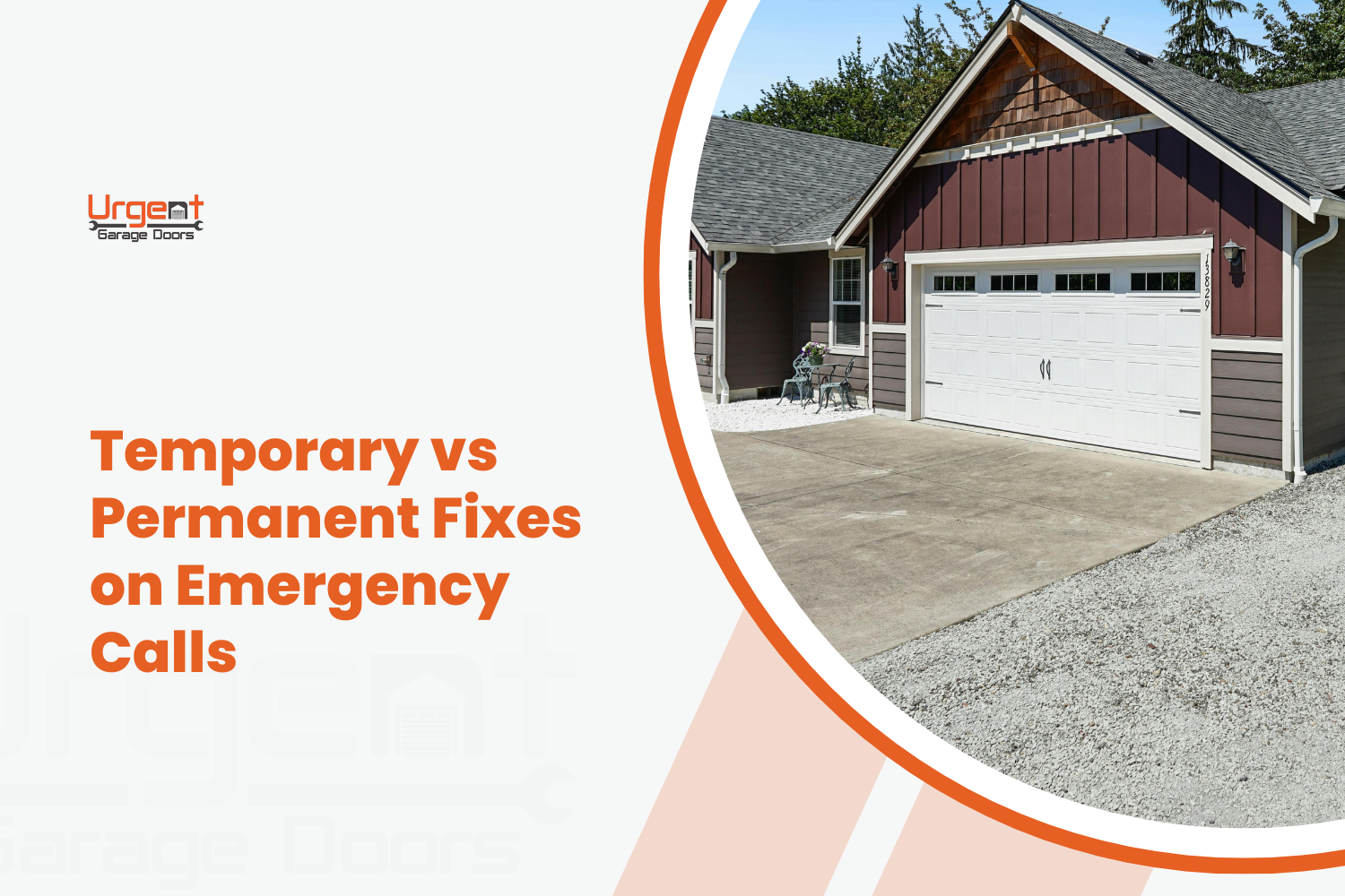 White garage door on red craftsman home illustrating emergency garage door repair services