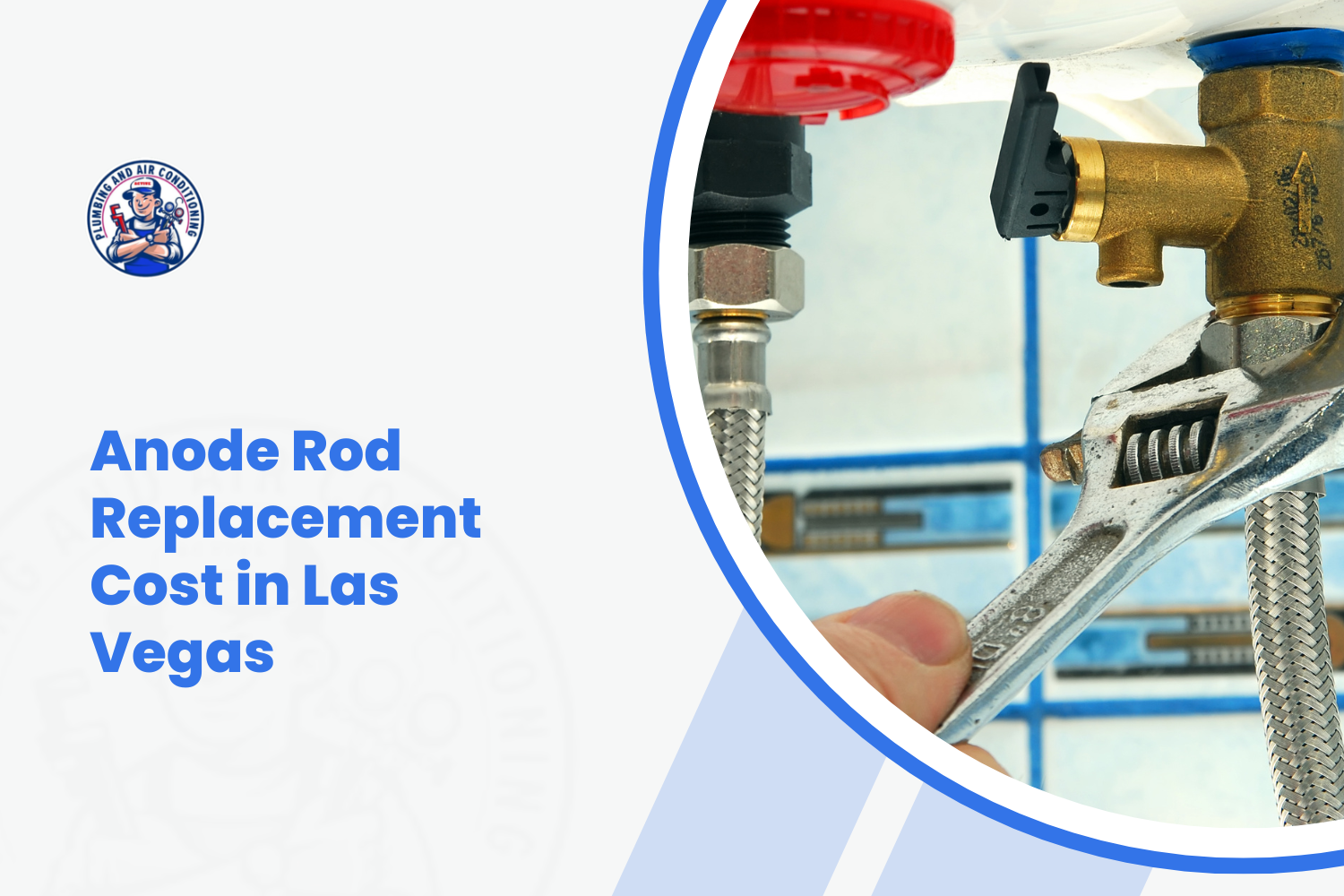 Plumber using wrench on water heater valves and flexible supply lines Las Vegas