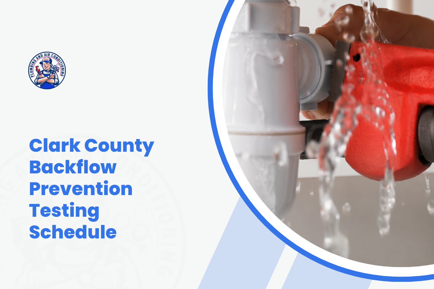 Clark County backflow prevention device being tested with water spraying from red valve