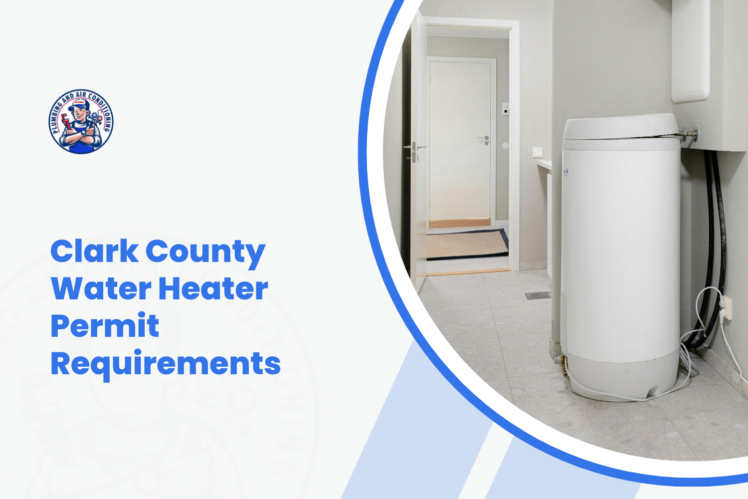 White tank water heater installed in utility room illustrating Clark County permit requirements