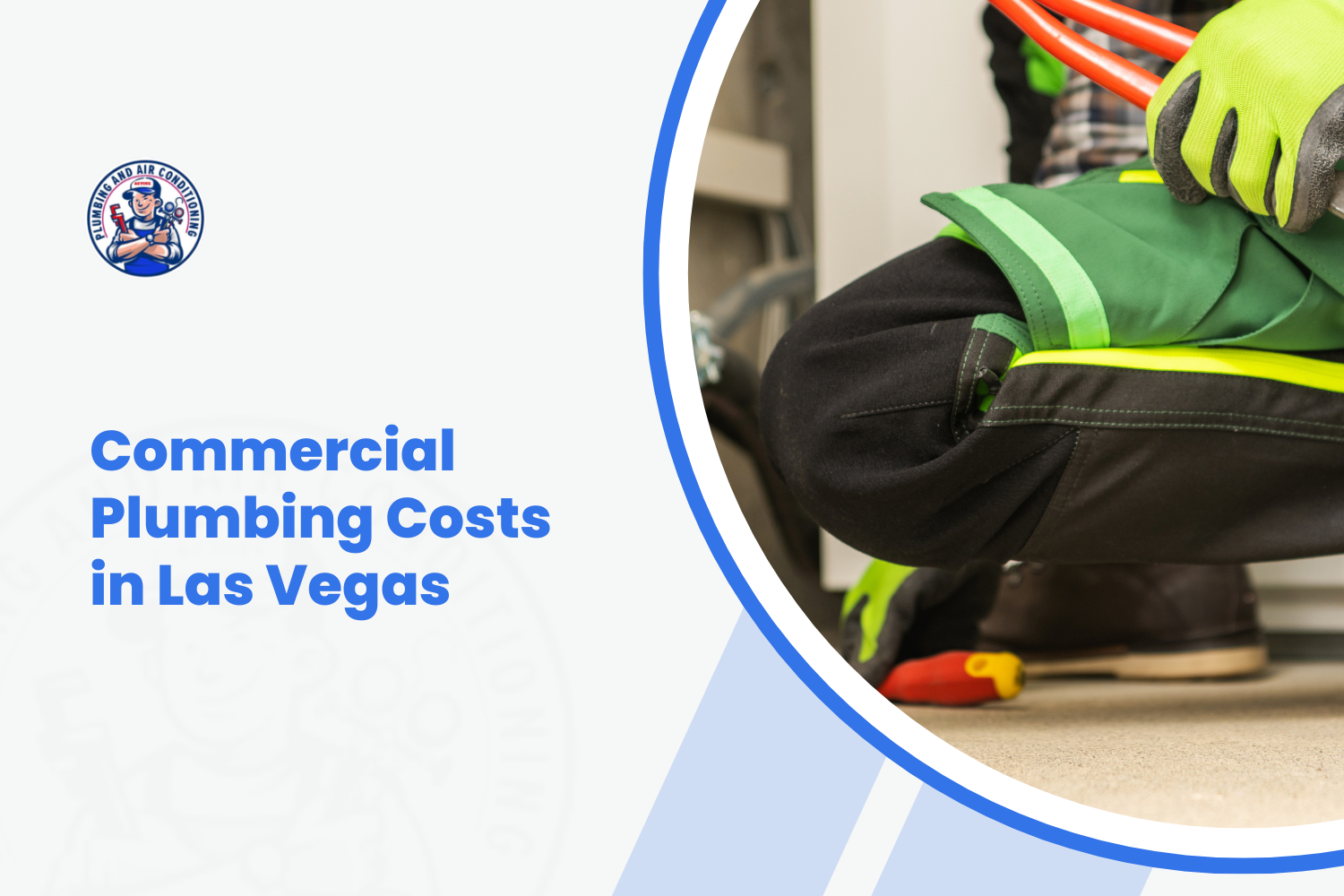 Plumber in high-visibility vest and gloves working on commercial plumbing pipes