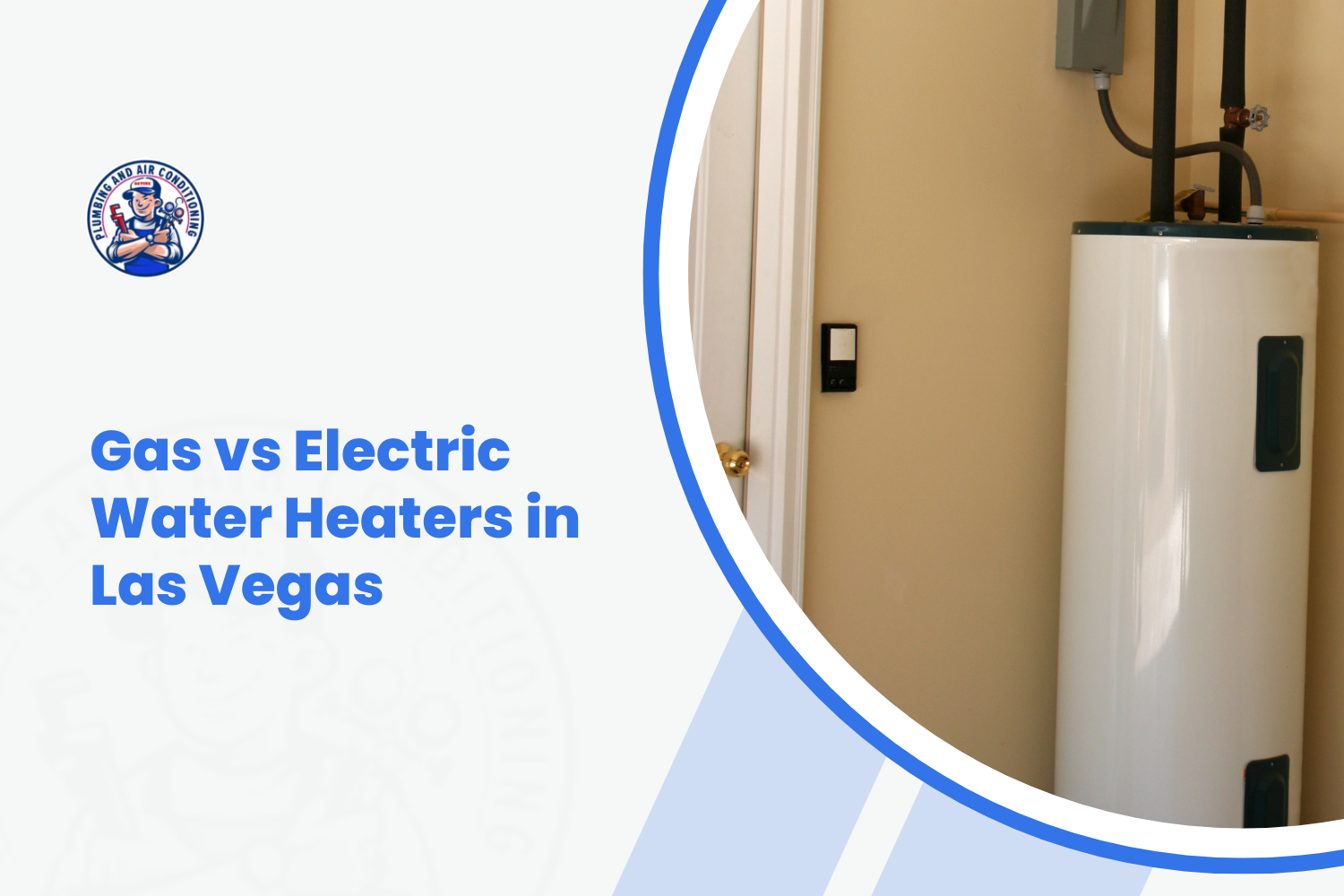 White electric water heater tank installed indoors comparing gas vs electric options Las Vegas