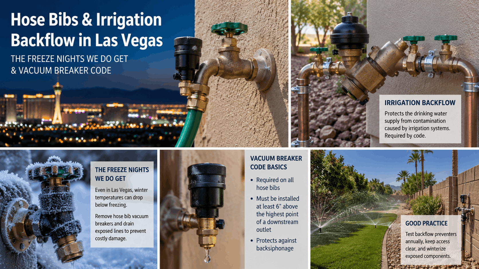 Hose bibs irrigation backflow preventers vacuum breaker code guide Las Vegas plumbing