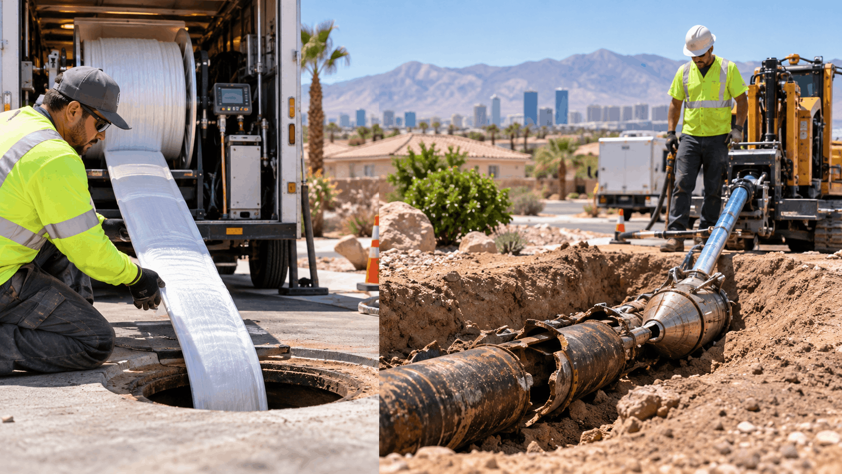 Sewer pipe lining and pipe bursting repair methods used by Las Vegas plumbers