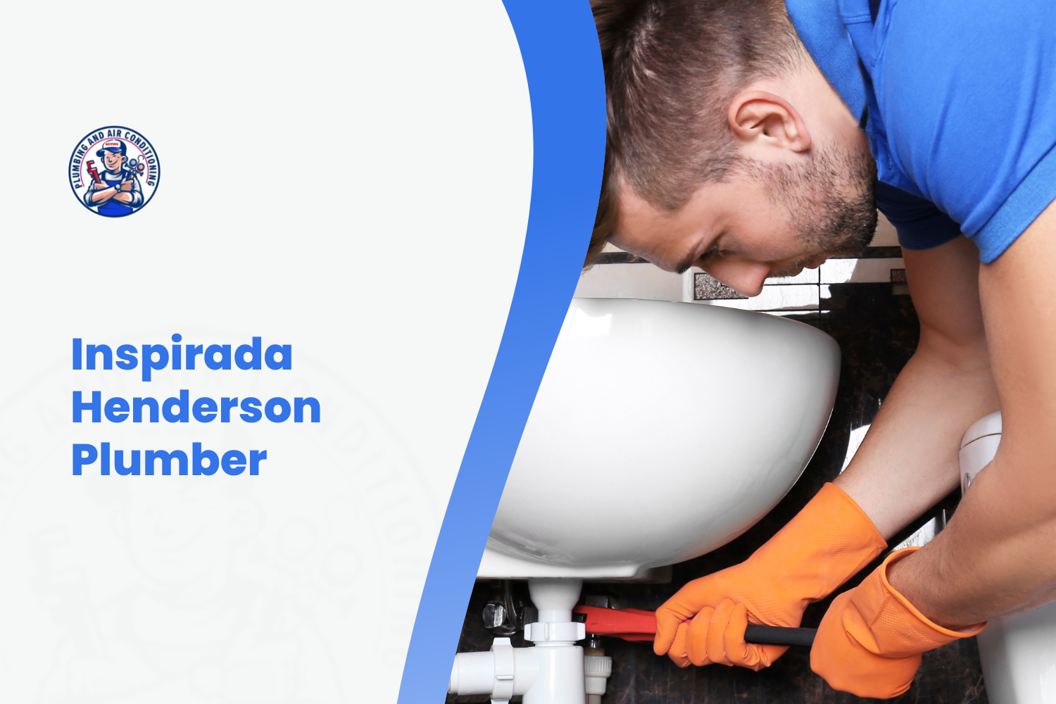 Inspirada Henderson plumber inspecting and tightening pipes beneath bathroom sink