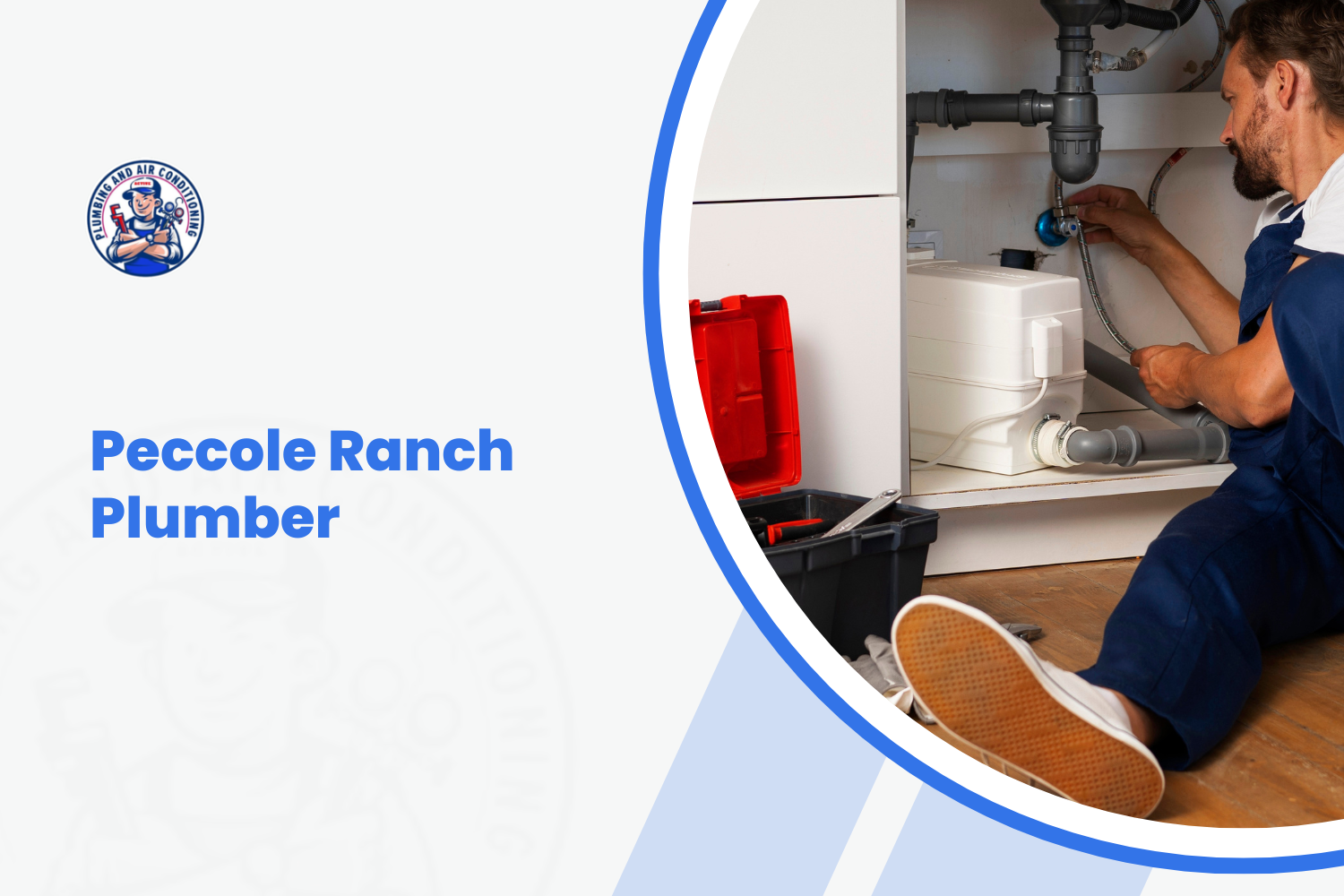 Peccole Ranch plumber working under sink repairing pipes with toolbox nearby