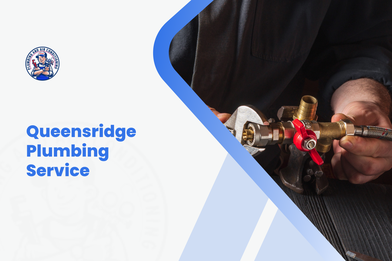 Plumber using wrench to repair brass ball valve and pipe fittings