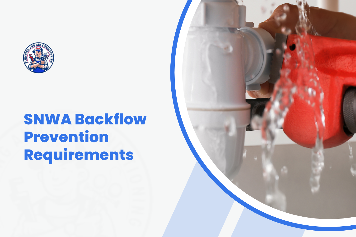Plumber using red pipe wrench on leaking PVC pipes for backflow prevention