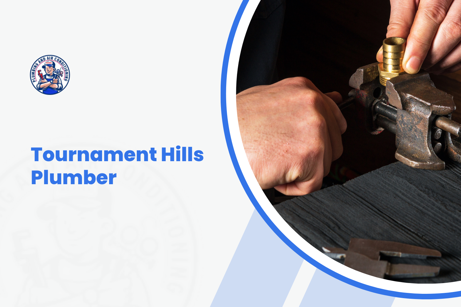 Tournament Hills plumber securing brass pipe fitting in a metal bench vise